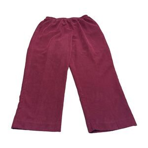 Alfred Dunner Wide Leg Pants Women's 14 Burgundy Classic High-Rise